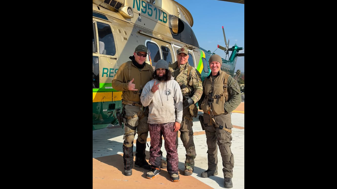 The man was snowboarding with friends “when he took a wrong turn,” KCAL News reported.