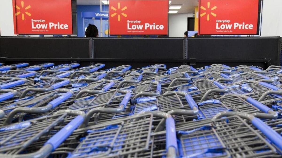 Razor blades have been found hidden under handles of two shopping carts at a Wal-Mart store in Festus, Mo.