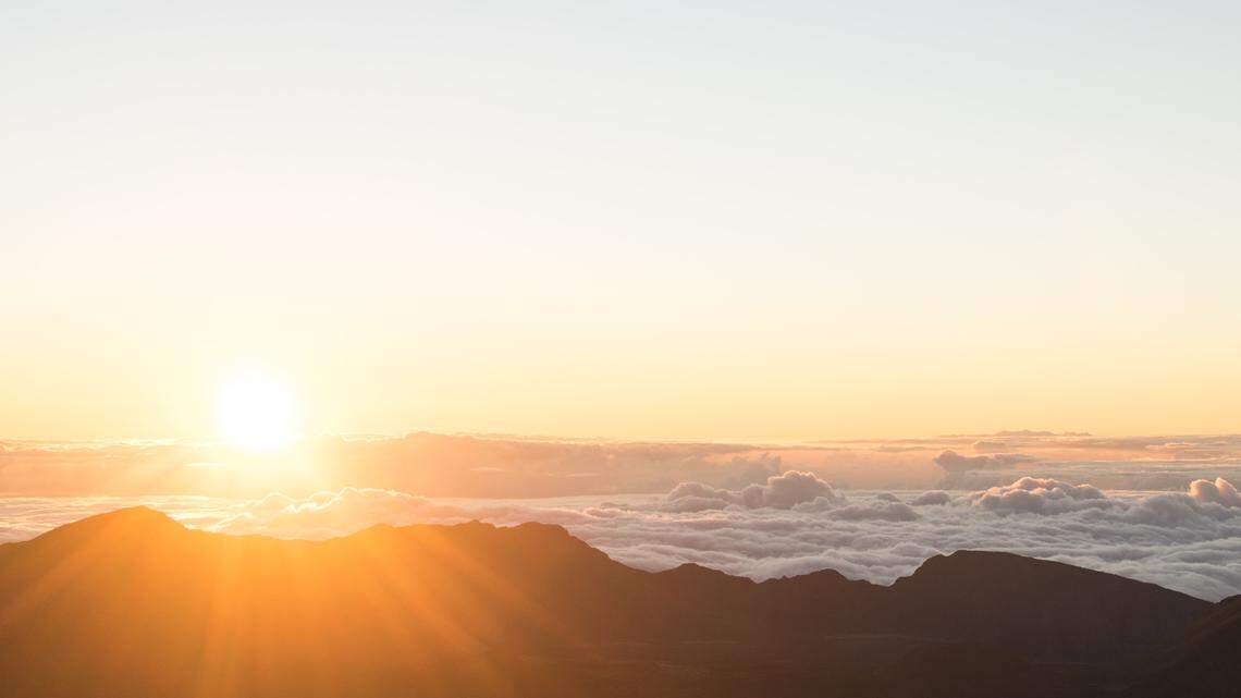 Needle-shaped ice formed among cinders on the summit of a volcano in Hawaii.