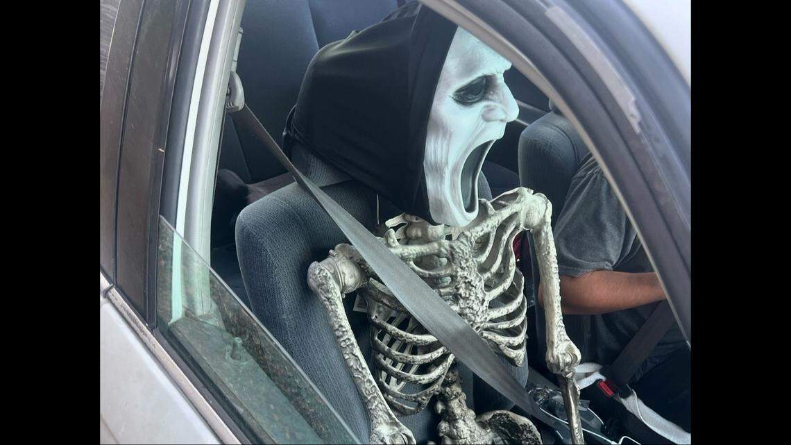 An odd-looking passenger caught the eye of California Highway Patrol officers.