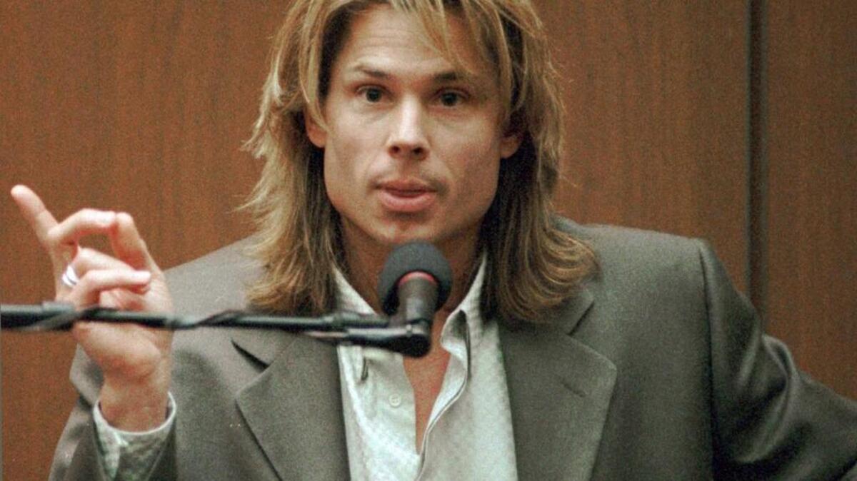 In this March 21, 1995 file photo, Brian "Kato" Kaelin testifies under direct examination during the O.J. Simpson double-murder trial at the Los Angeles Criminal Courts Building. After the trail Kaelin sought a career in show business after the trial and is now involved in promoting a clothing line called, Katos Potatoes. Kaelin won a 50/50 charity raffle at the Milwaukee Brewers’ game on Monday.