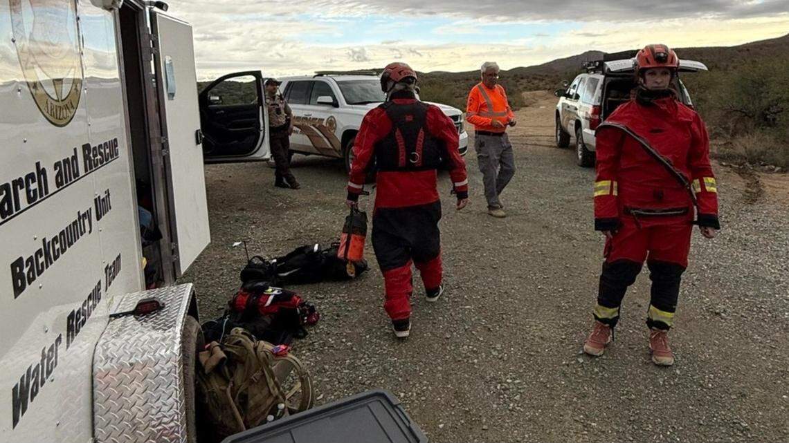 A flash flood left two hikers stranded, deputies said.