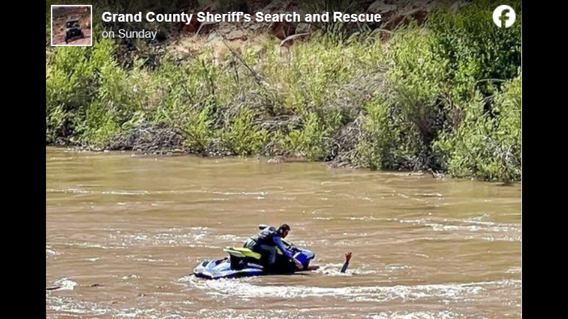 A Utah family was rescued by 2 passerby from the Colorado River after their kayak flipped, Grand County Sheriff’s Search and Rescue said.