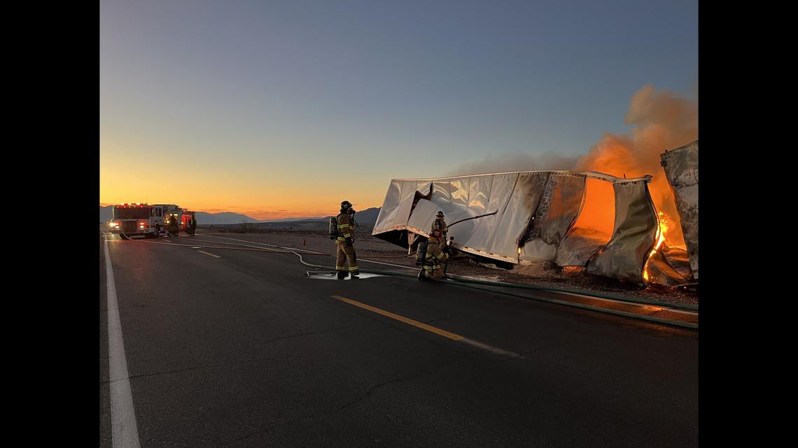 A towing company hauled away the wreckage and “cleaned up the remaining dried chickpeas,” rangers said.