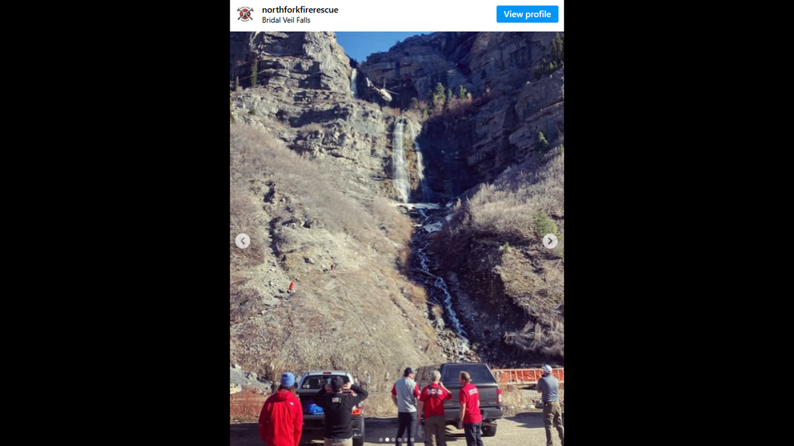 A group of hikers were struck by blocks of ice falling from a Utah waterfall, rescuers said.