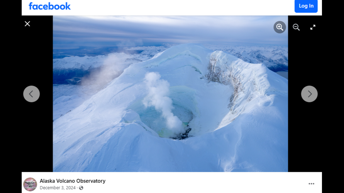 Mount Spurr in Alaska is shown in a December Facebook post.