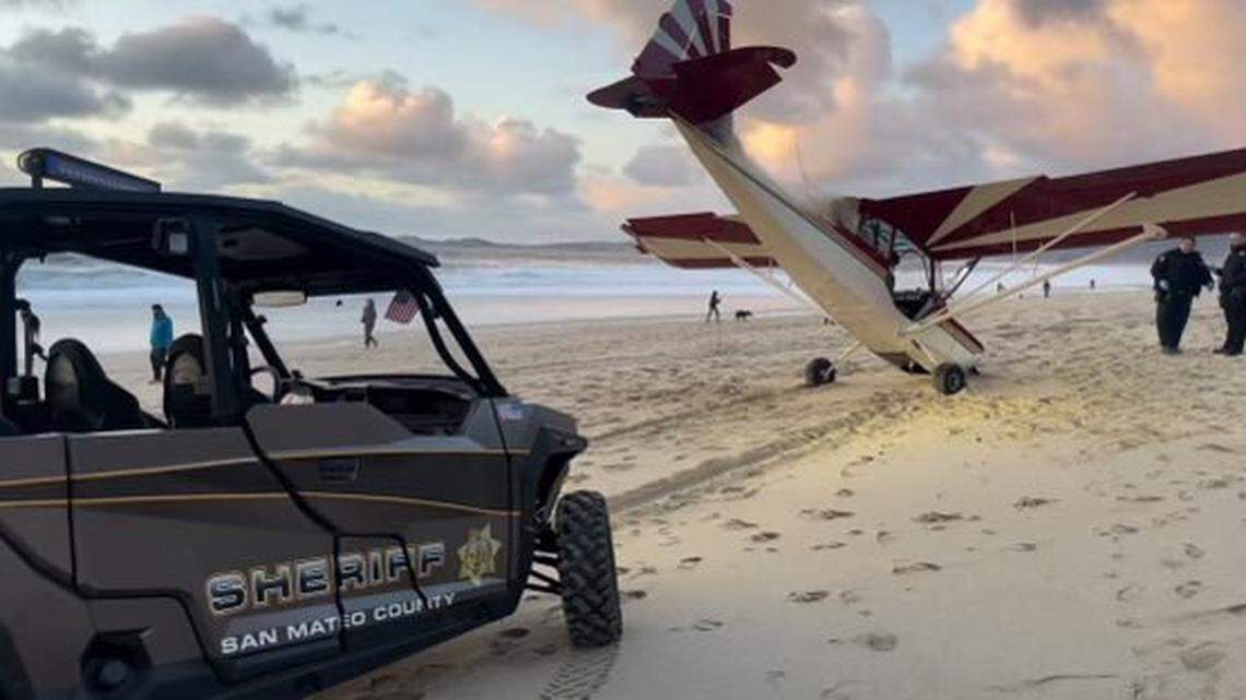 Sheriff’s deputies said they found the stolen plane clumsily landed on a beach near Half Mon Bay.