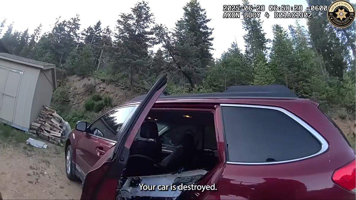 A bear destroyed an SUV’s interior after it was trapped inside while searching for food in Colorado, video shows.
