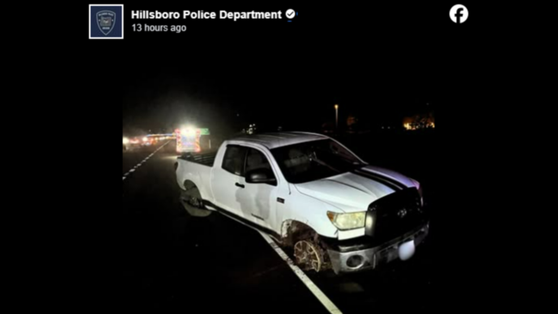 A driver drove 100 miles per hour on the rims of his truck and crashed, Oregon police said.