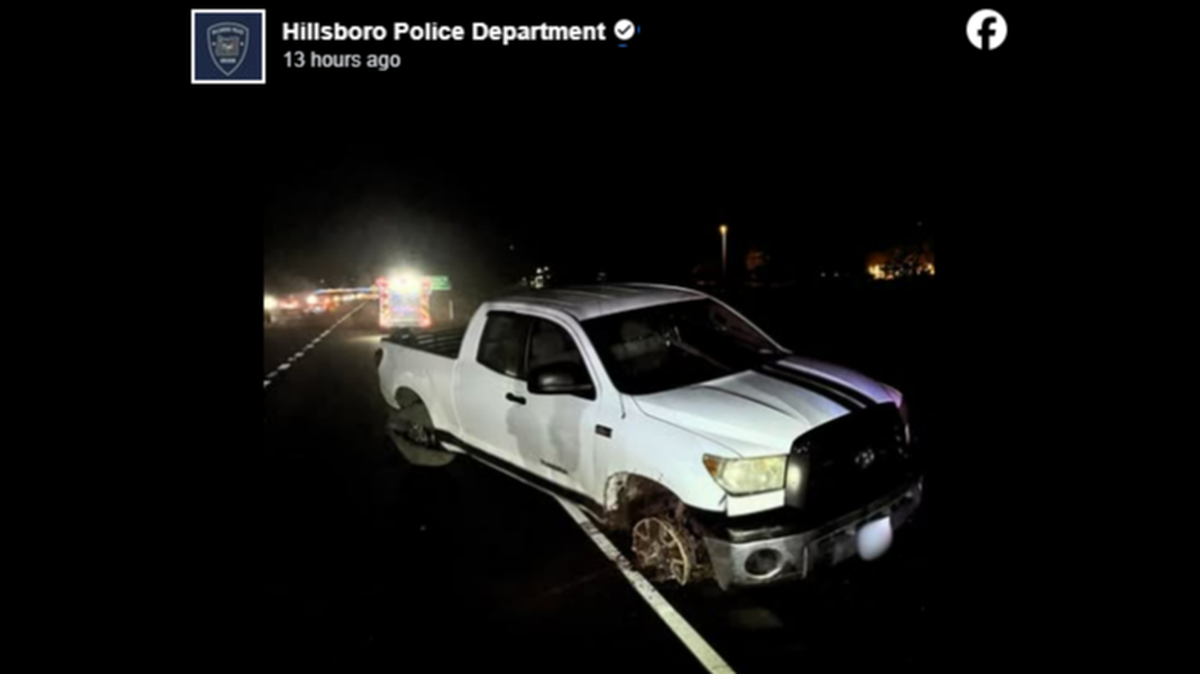 A driver drove 100 miles per hour on the rims of his truck and crashed, Oregon police said.