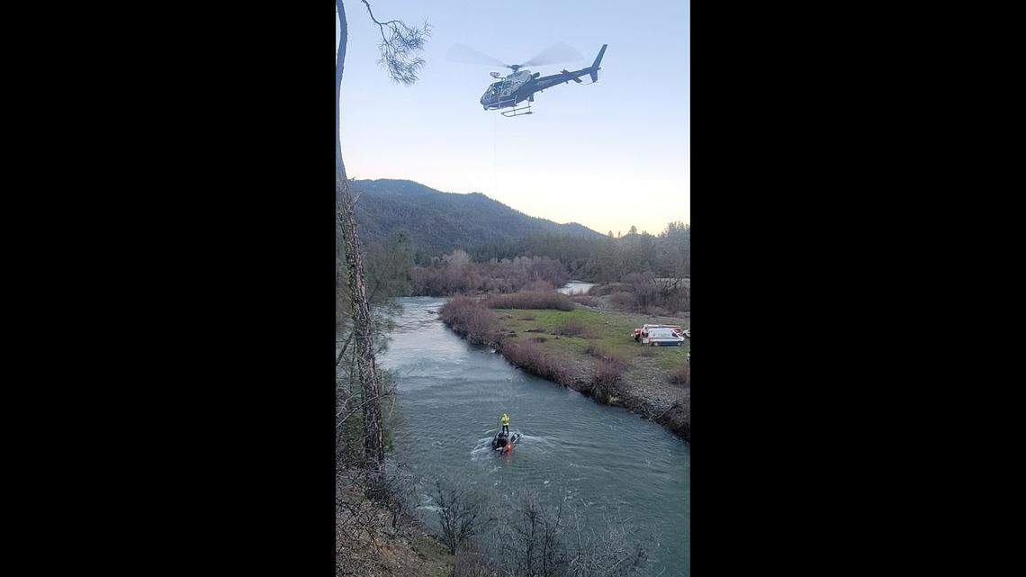A woman was rescued after her SUV crashed into a rushing river, California officials said.