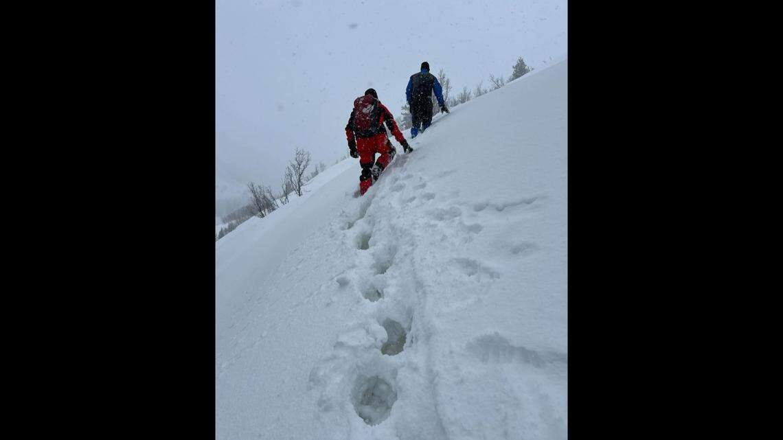 A snowboarder was rescued after teams followed his tracks, Utah officials said.