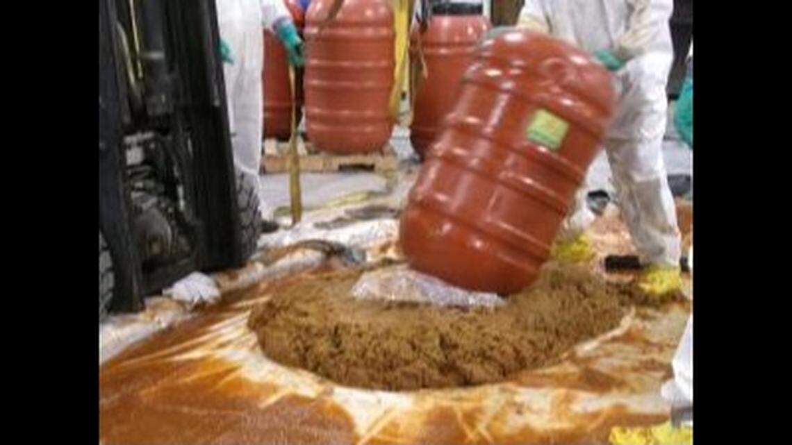 Agents found nearly two tons of methamphetamine and cocaine in jugs of jalapeno paste at the US-Mexico border near San Diego.