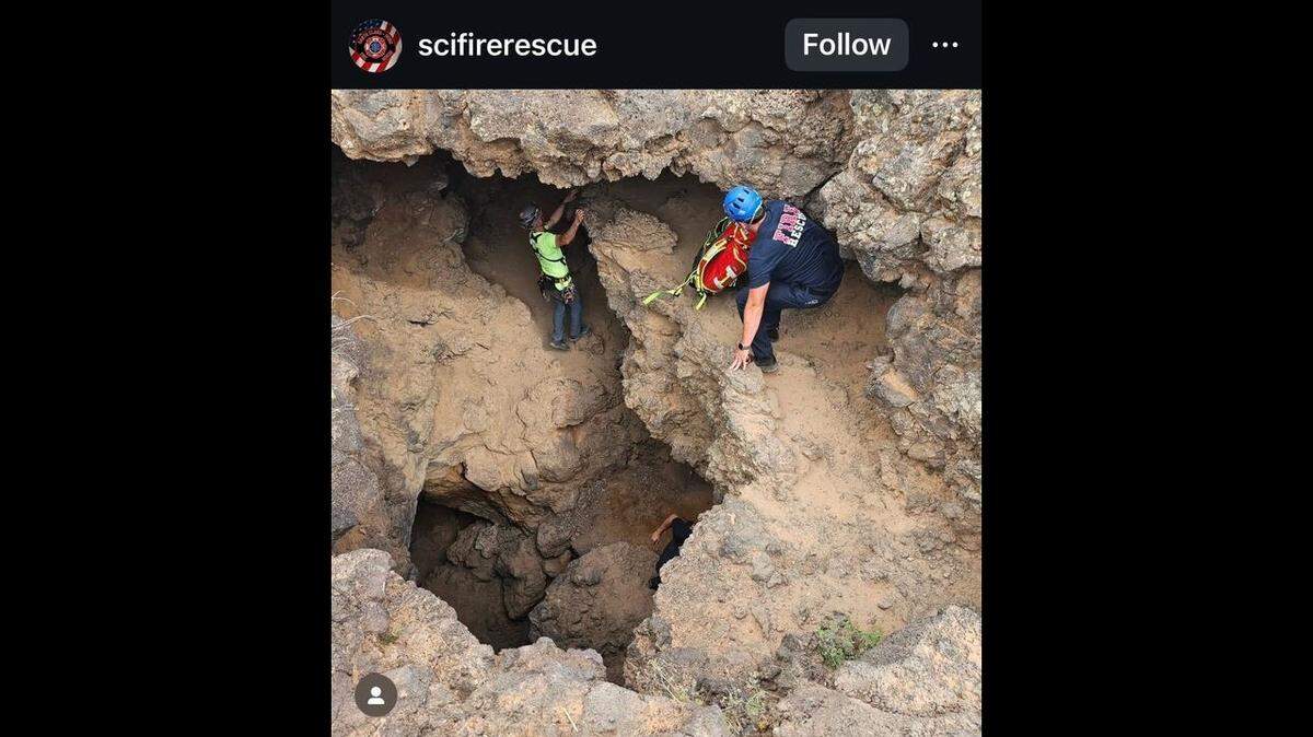 Rescuers hoisted a trapped caver 300 feet out of a lava tube in a Utah park, officials said.