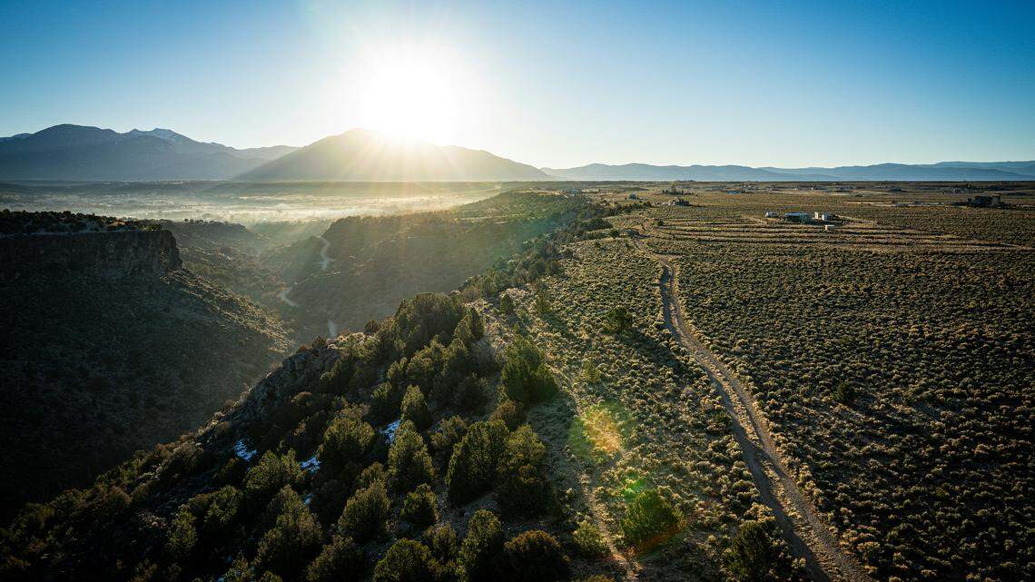 A river gorge in Taos, New Mexico, is pictured. A man climbed down one and got stuck.