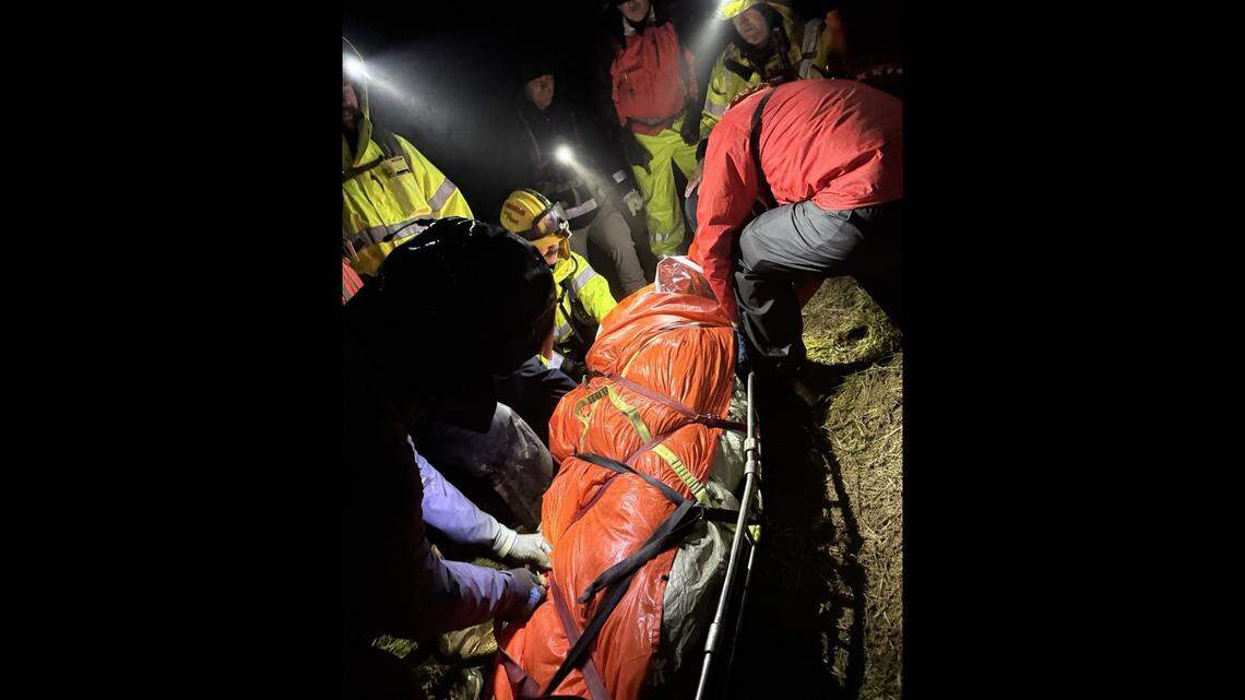 Rescuers carried the hiker down the trail, deputies said.