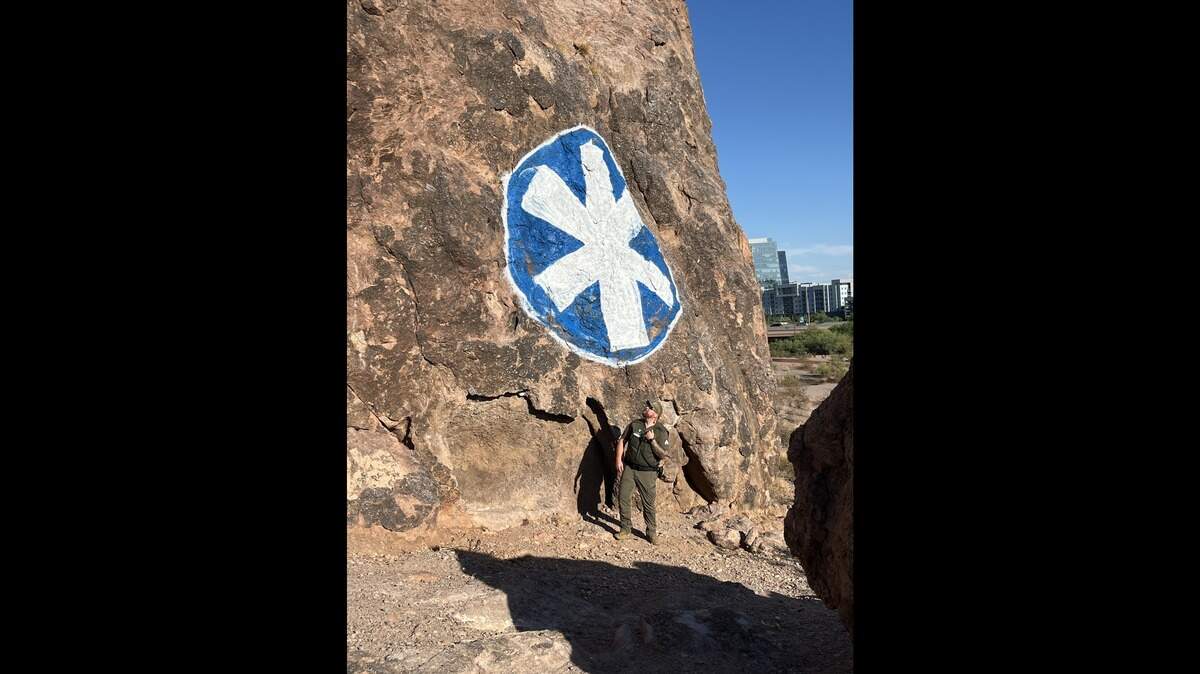 Park rangers found a butte had been vandalized in Papago Park Preserve, city officials said.