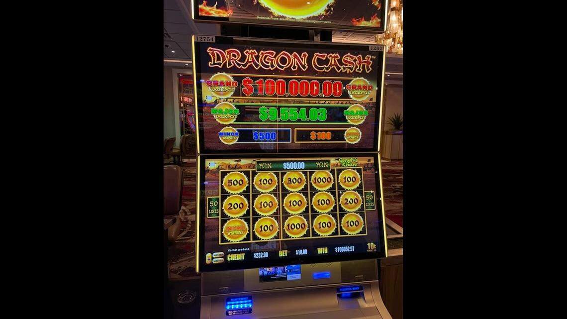 The winning Dragon Cash jackpot is pictured.