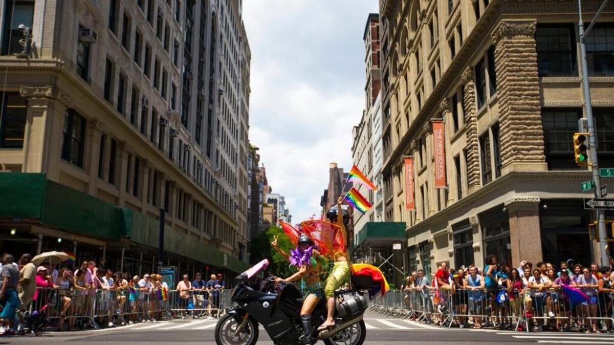 Member of the Siren Motorcycle club participate in the New York City Pride Parade on Sunday, June 25, 2017 in New York.