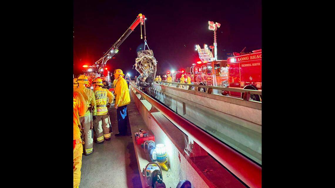 Two men died after an SUV veered off the roadway into a California channel, according to media reports.