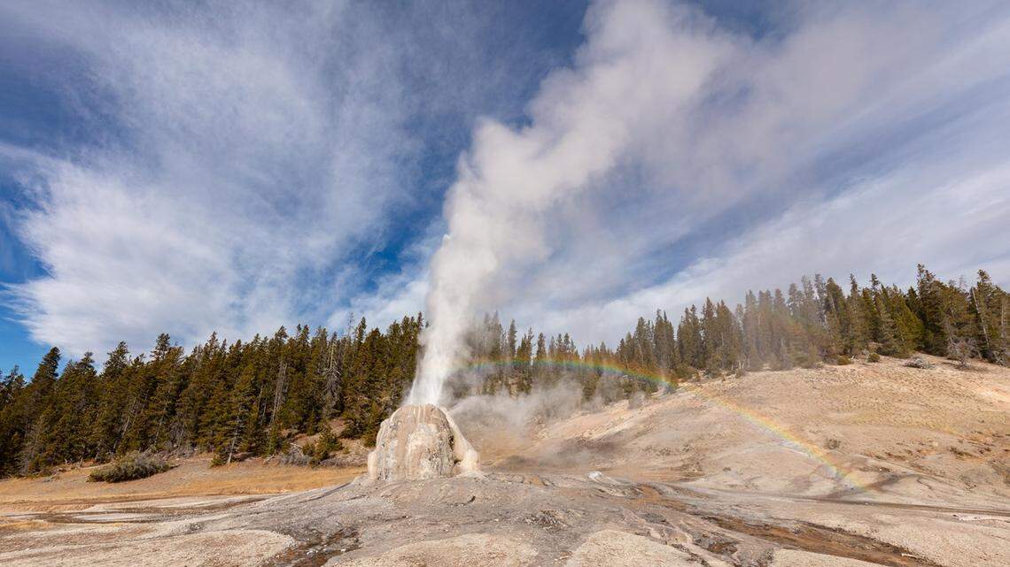 A 17-year-old hiker was burned after his foot broke through the thin crust in a thermal area near Old Faithful in Yellowstone National Park, officials said.