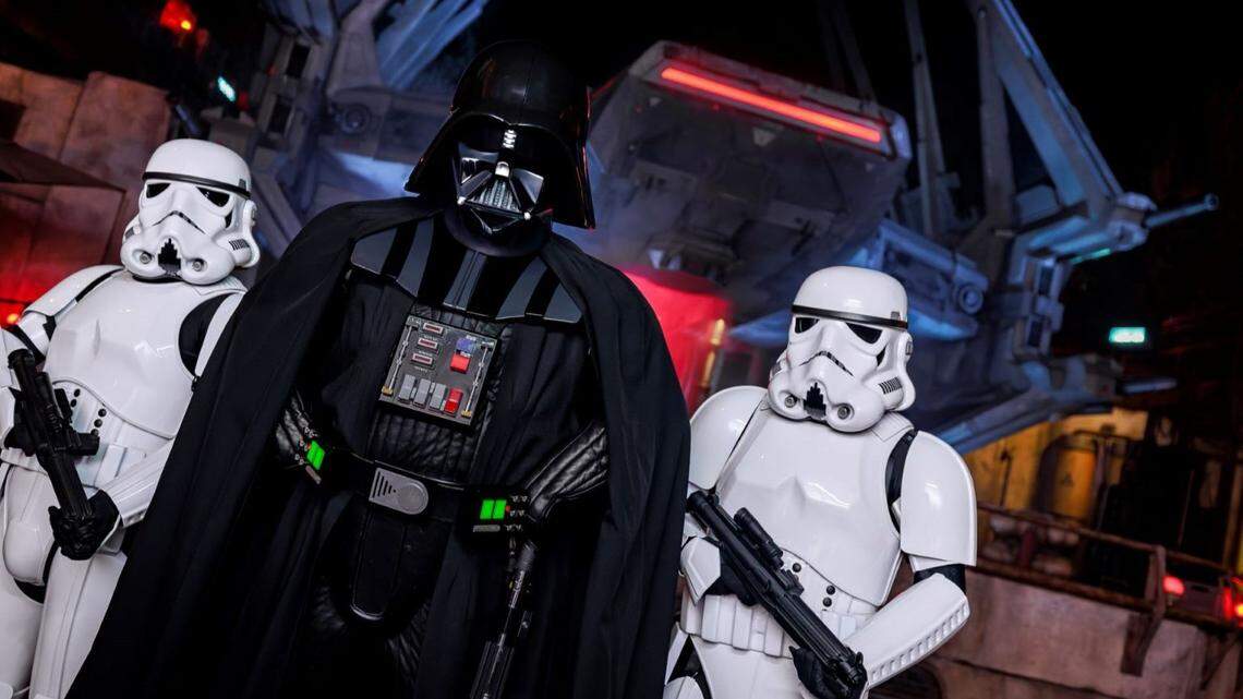 Stormtroopers will accompany Darth Vader as he visits Galaxy’s Edge at Disneyland starting in April, park officials say.