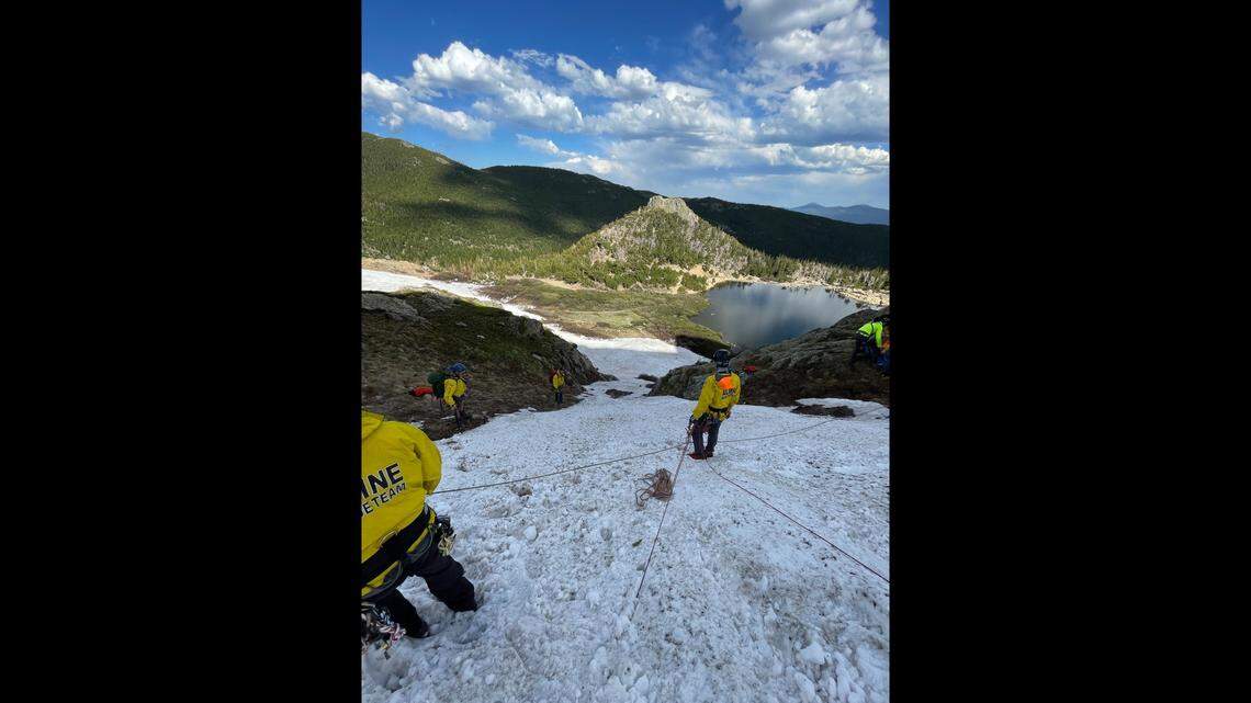 A hiker died after falling 300 feet from a ridge in a Colorado national forest, rescuers say.