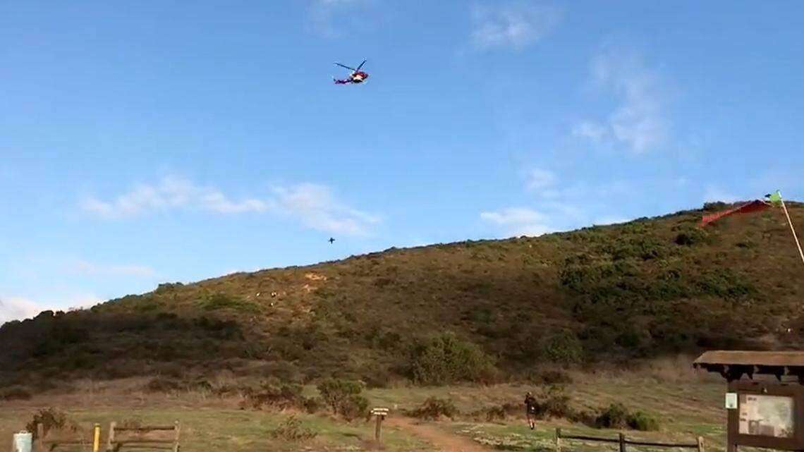 A hang glider was airlifted to a hospital after crashing, California officials said.