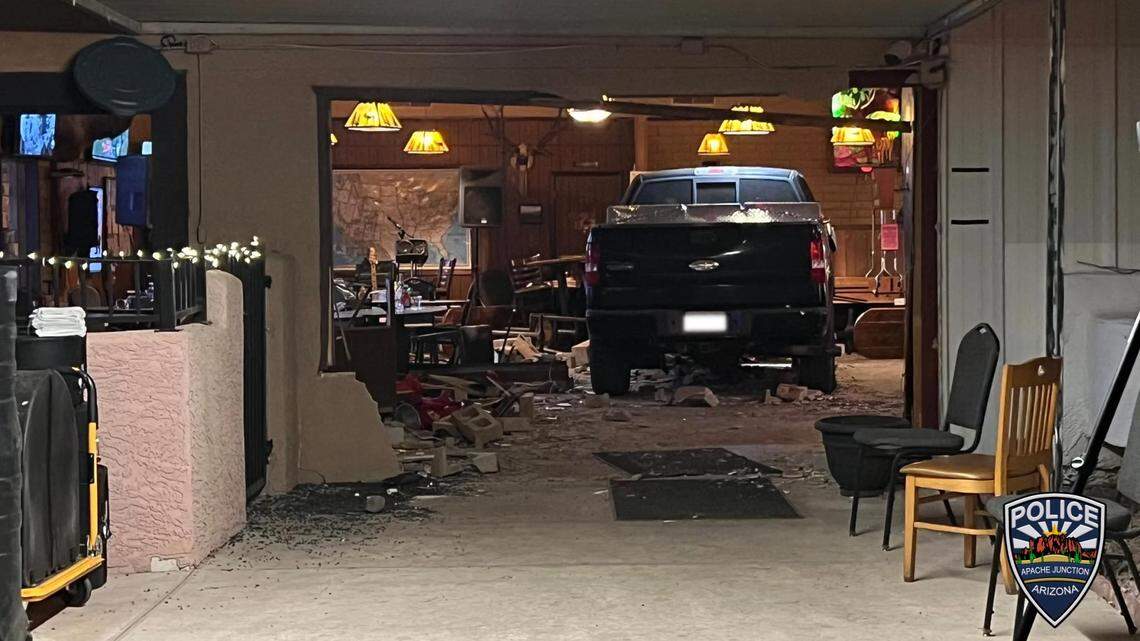 An accused drunk driver was arrested after crashing into a building, Arizona officials said.