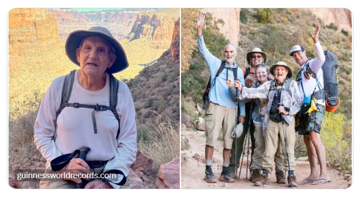 Alfredo Aliaga Burdio, 92, broke the world record as the oldest person to hike the Grand Canyon from rim-to-rim — and he did it in less than 24 hours.