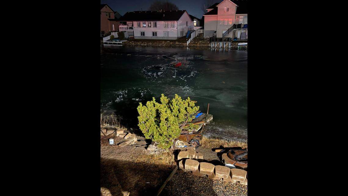 A man was saved by a deputy after falling through a frozen lake, Utah officials said.