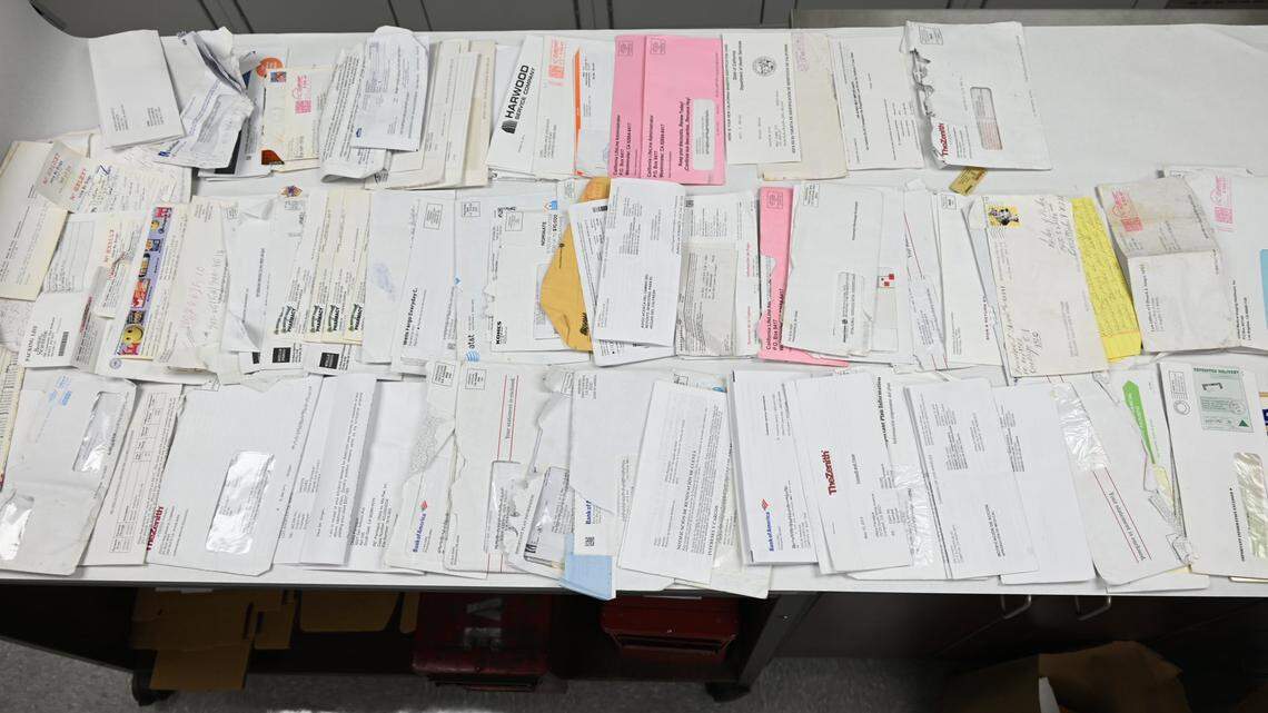 Officers found hundreds of pieces of stolen mail from Hemet, Temecula, Murrieta, Winchester, Menifee, South Gate and Compton, police say.