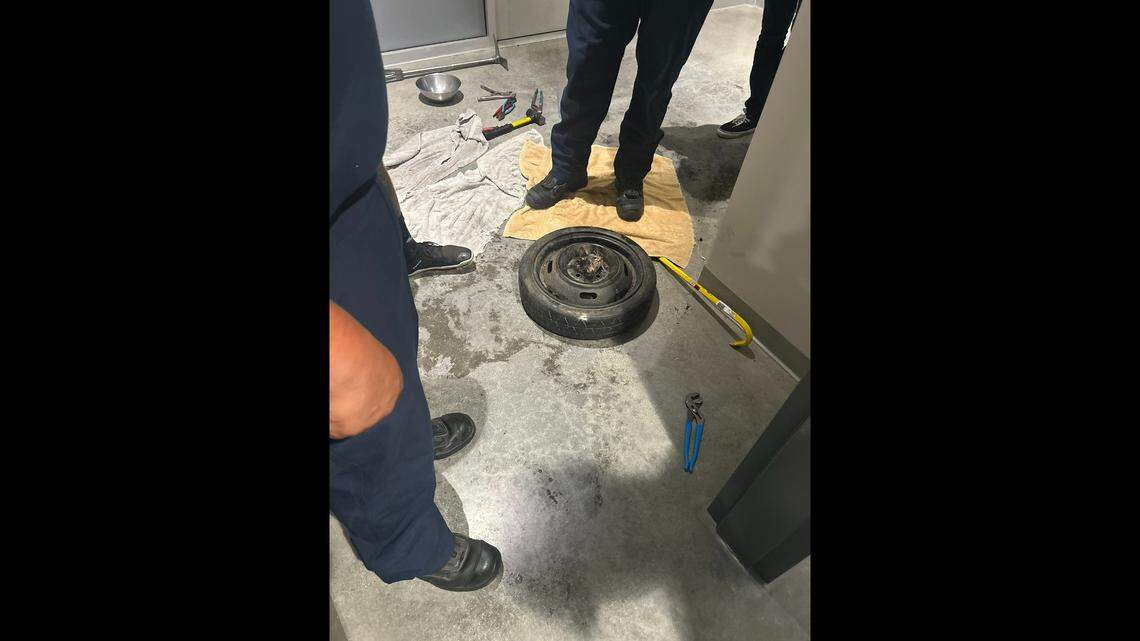 A Garden Grove resident brought the stuck kitten to Orange County firefighters.