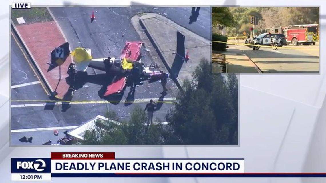 One person aboard a private plane died in a crash into a Concord intersection, California firefighters say.