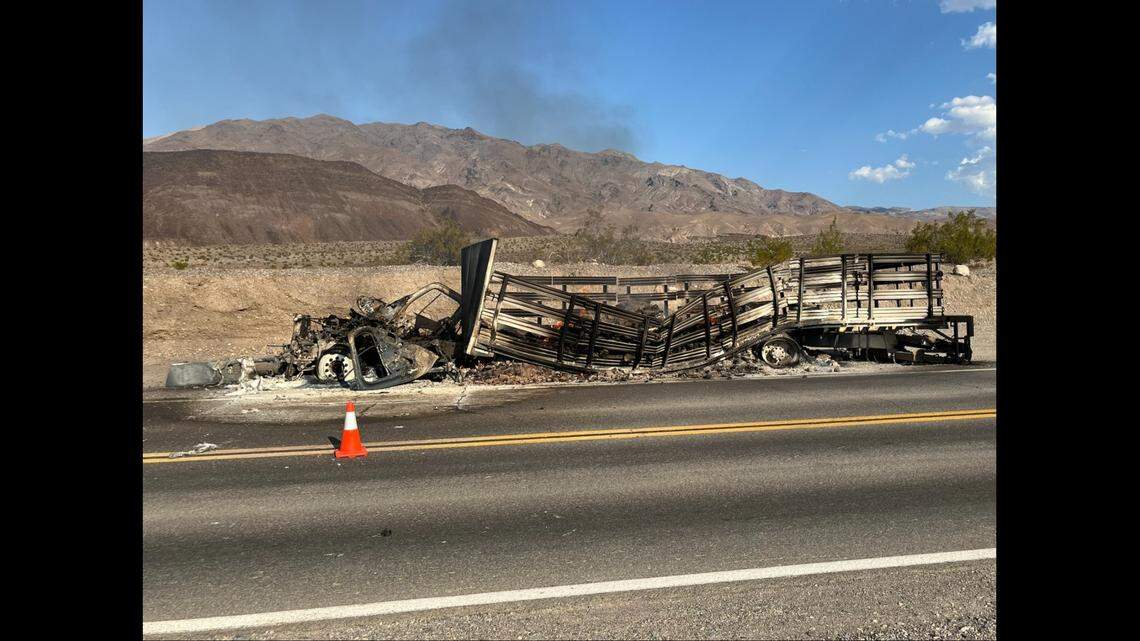 The truck’s driver was not hurt, according to rangers.