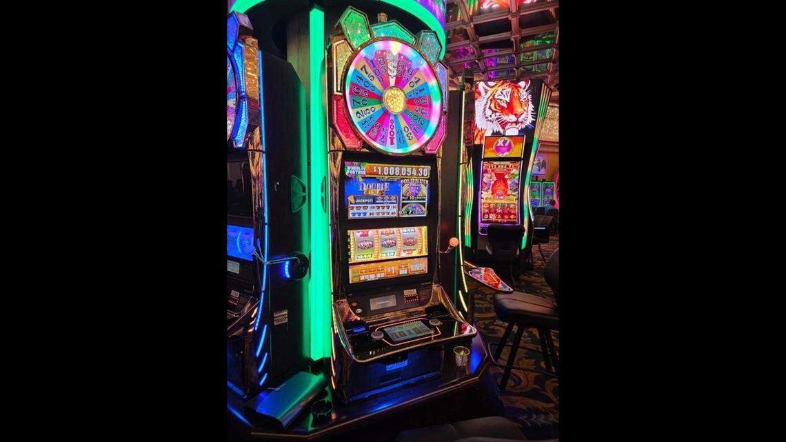 A “Wheel of Fortune” slot machine jackpot was hit with a $5 bet.