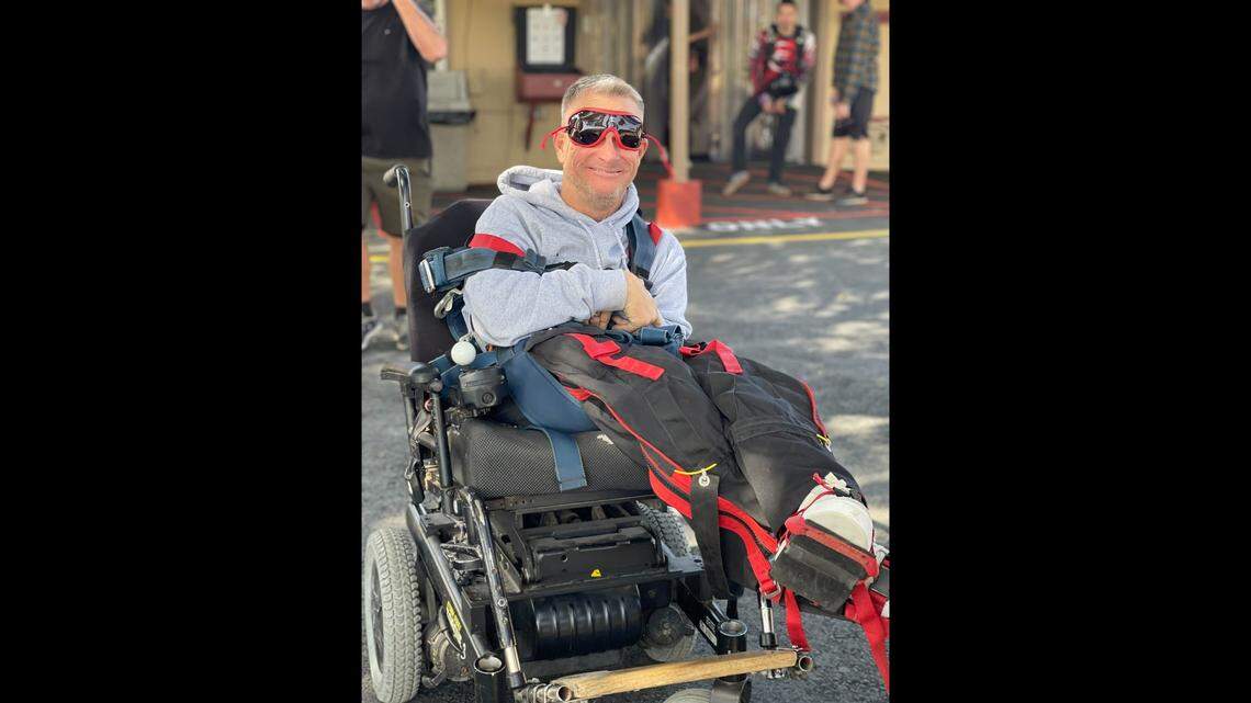 A man who’s never been able to walk went skydiving in California.