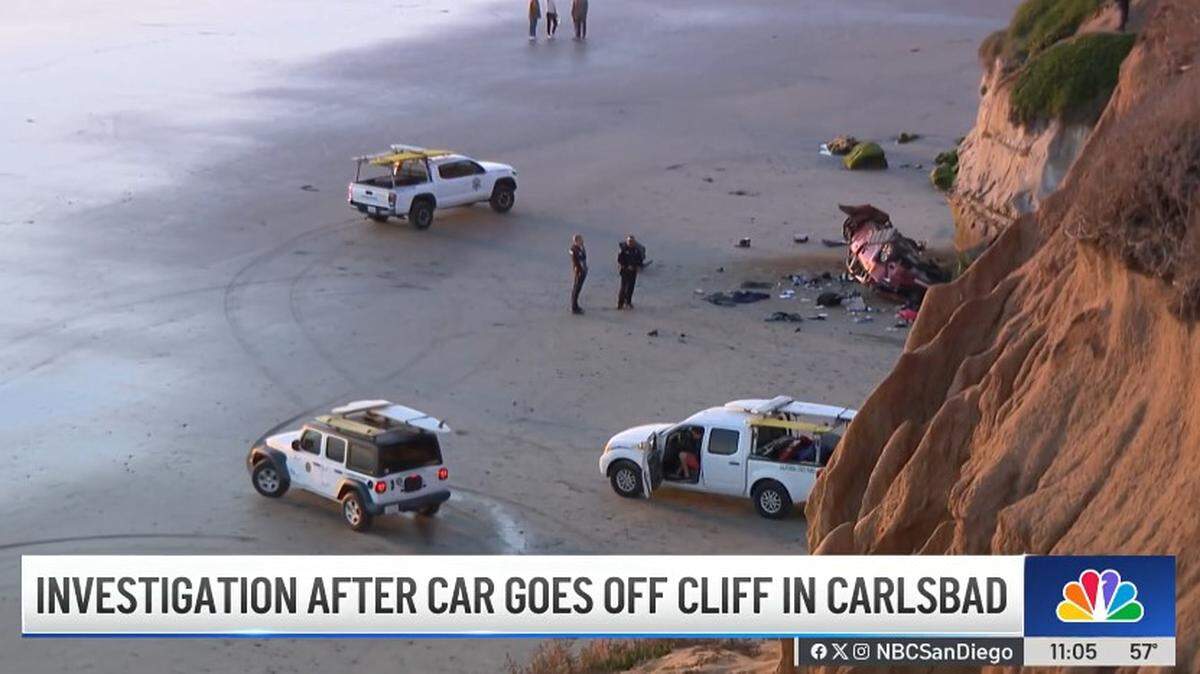A driver suffered life-threatening injuries after flying off a cliff onto a beach after a police chase, Calfiornia officials say.