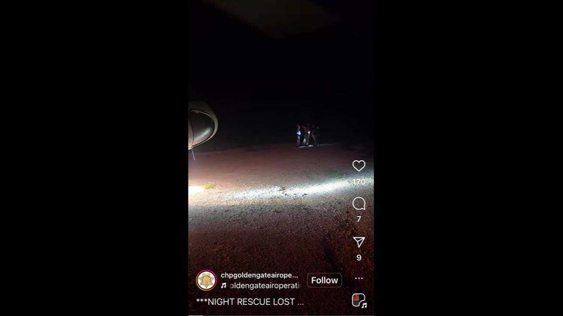 A trio of lost hikers, including two young kids, were rescued from a remote California trail, video shows.