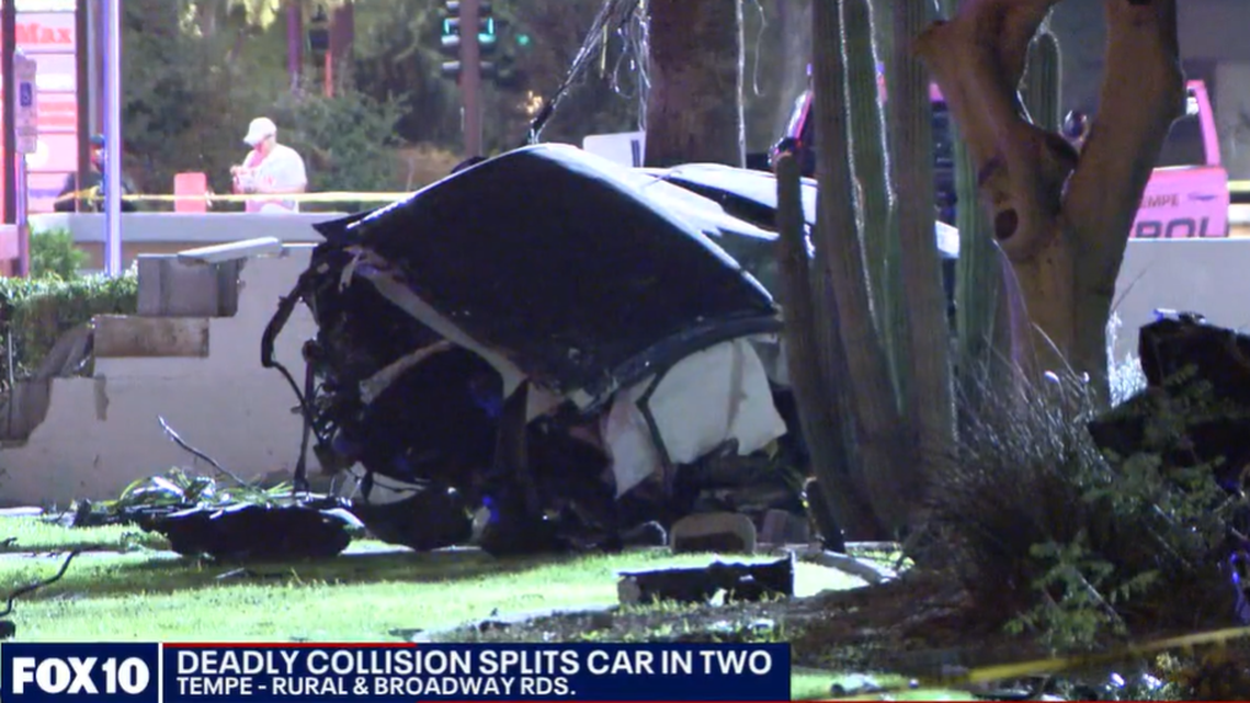 A 32-year-old driver lost control of a Ford Mustang and crashed into a pole and palm trees Nov. 25 in Tempe, Arizona, police said. Two passengers were ejected from the vehicle and killed.