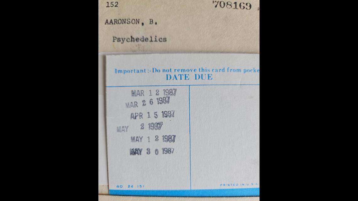The book, titled “Psychedelics,” was due back on May 30, 1987, according to a High Plains Library District Facebook post.