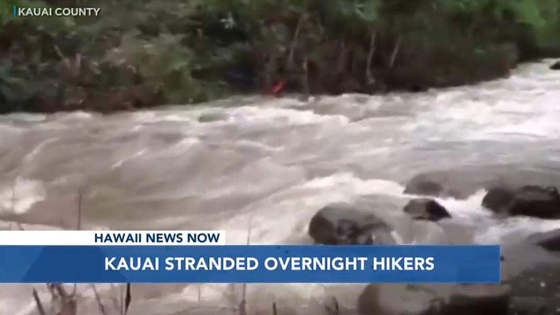 Rescuers advised the hikers to shelter in place overnight until the stream was safe to cross, firefighters said.