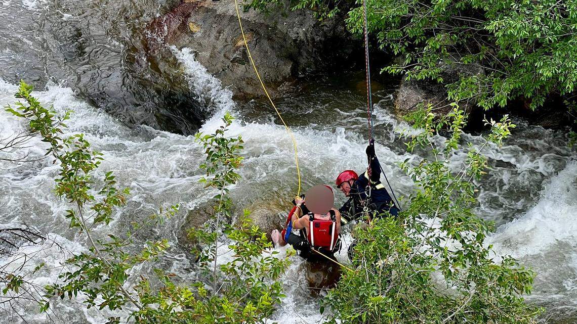 A cold plunge went wrong when strong currents swept a man down a Utah river, photos show.