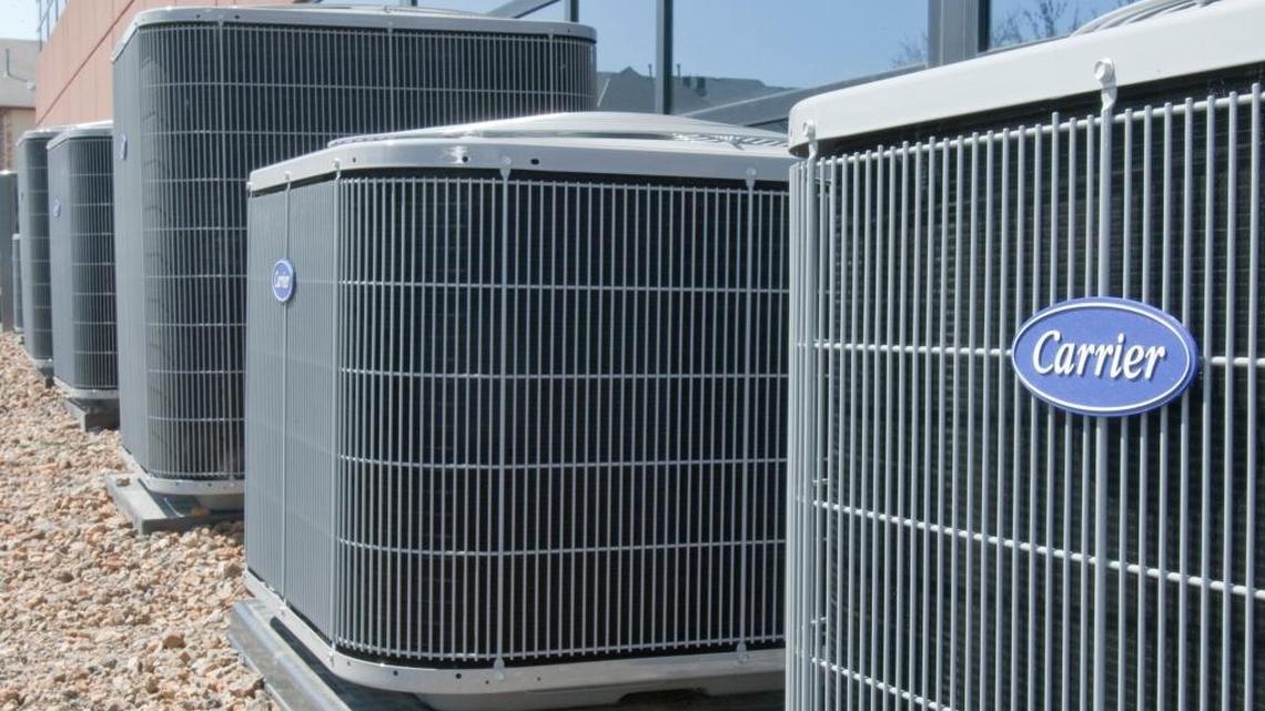 A row of air conditioners are seen in this file photo.