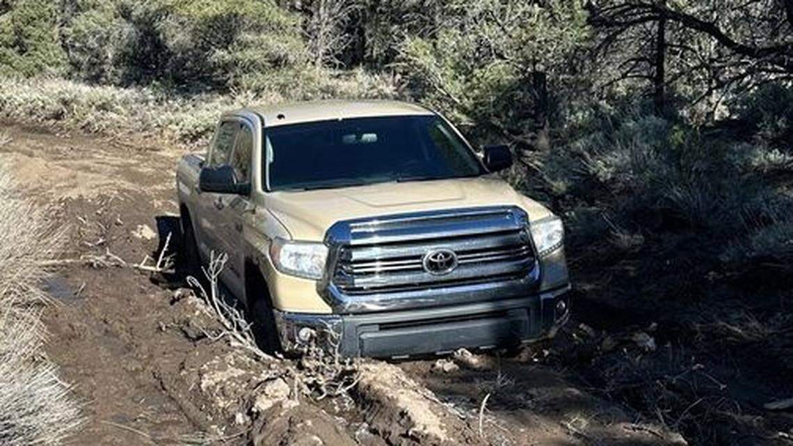 A driver needed help after getting stuck in deep mud on Hunter Mountain Road, officials said.