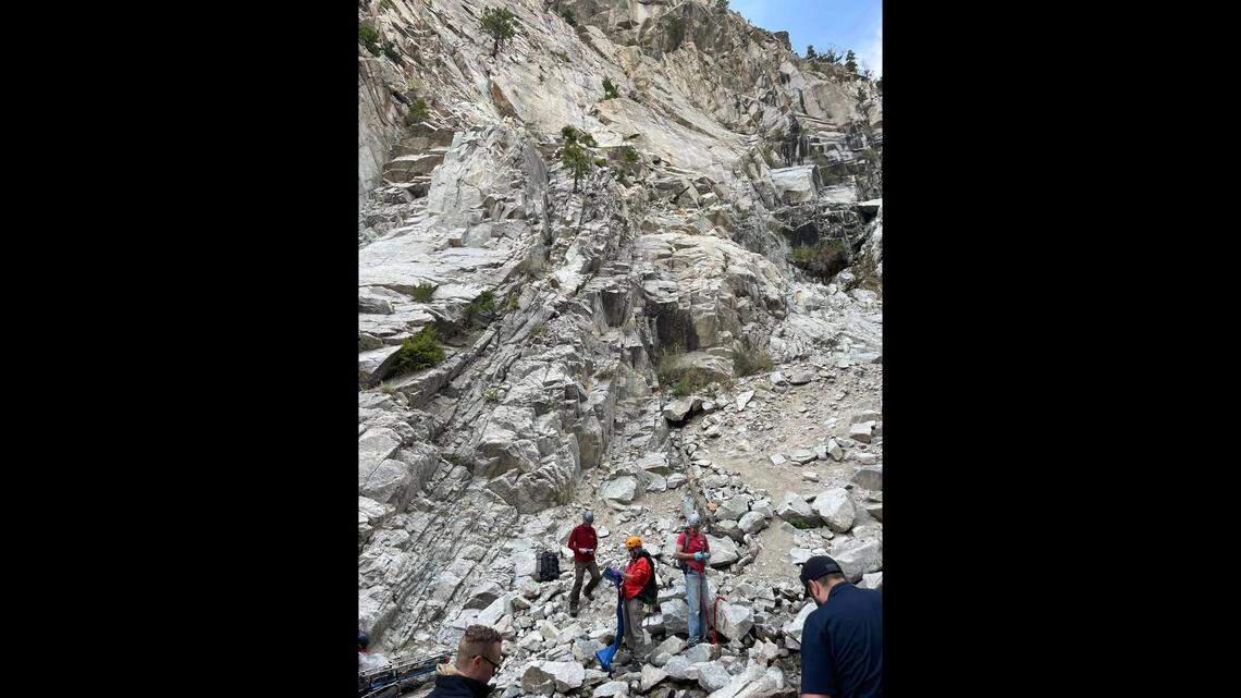 A father was found face down in the creek bottom of a Colorado waterfall after plunging more than 100 feet from the cliff face at the falls, officials said.