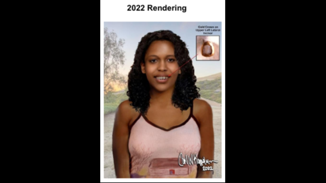A 2022 rendering of a woman whose remains were found in 1983.