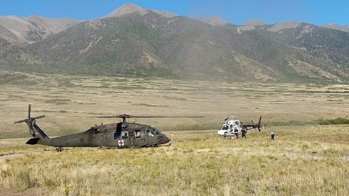 An archery hunter was stabbed in the leg with his own arrow as he climbed over a fallen tree Sept. 7 in San Luis Valley, Colorado, rescuers said.