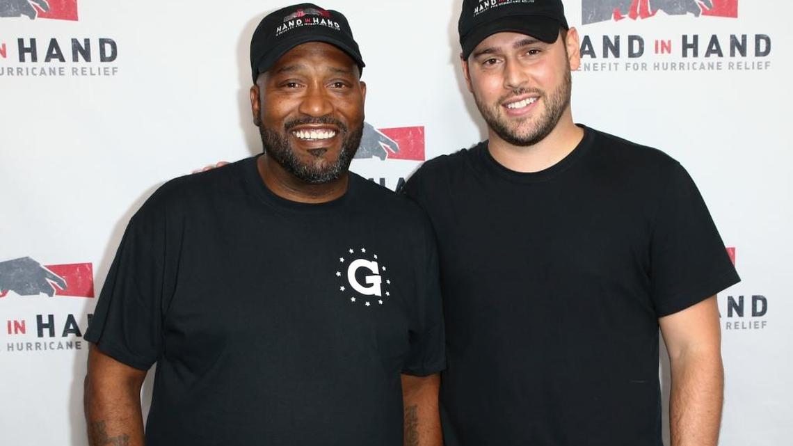 Rapper Bun B, left, and music manager Scooter Braun are the organizers of the “Hand in Hand” telethon that’s raising money for victims of Hurricane Harvey and Hurricane Irma.