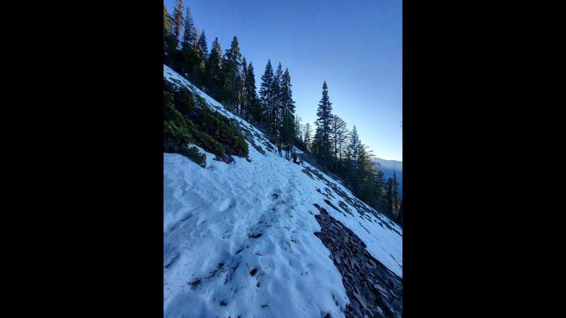 While trying to summit the 6,334-foot high peak, the hikers found the steep trail covered in icy terrain and snowbanks, Siskiyou County deputies said.